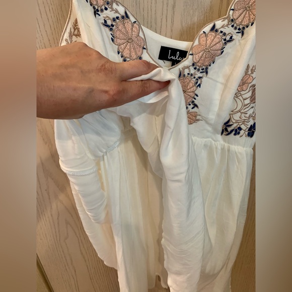 🆕NWT Lulu's white Spaghetti strap mini Dress with Embroidery - Picture 13 of 15